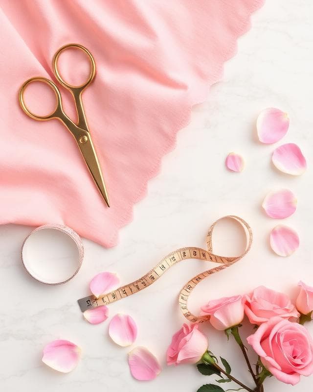 Pink fabric flatlay