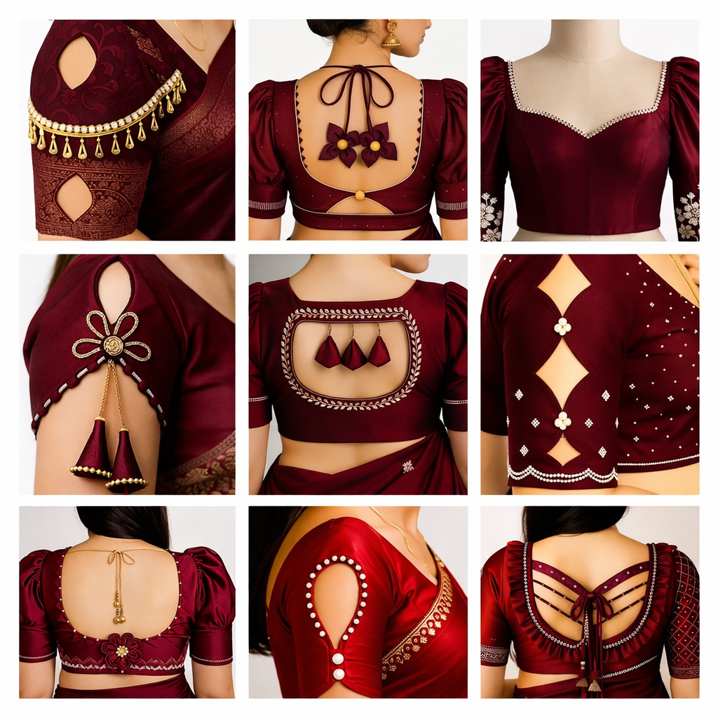 Designer blouse stitching by student at silai training center in Greater Noida - Pattola Fashion House