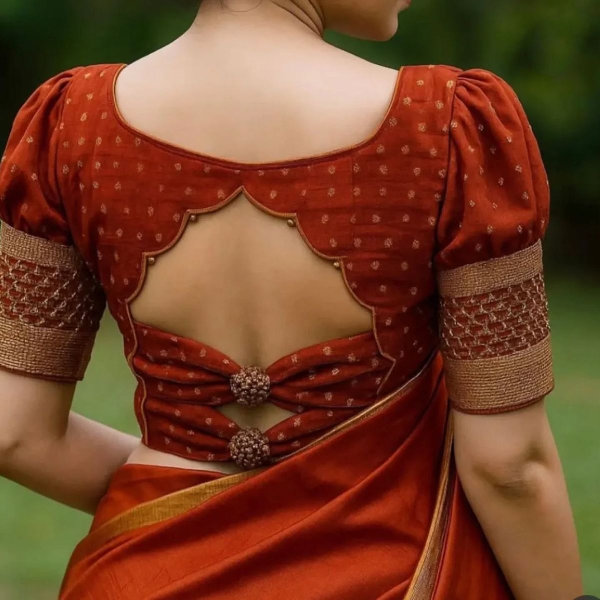 Traditional blouse made at stitching training center in Greater Noida